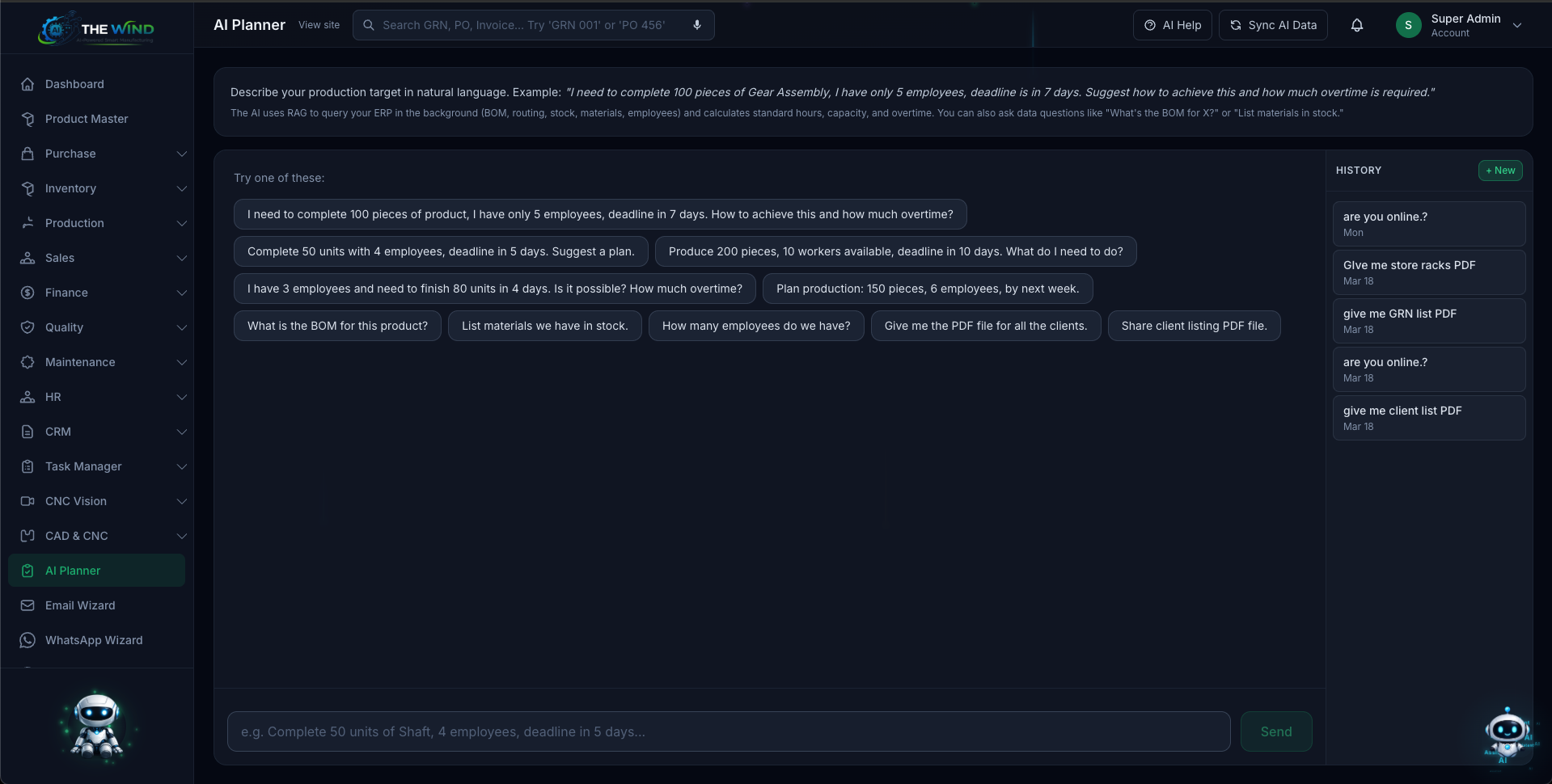 Dashboard operations view